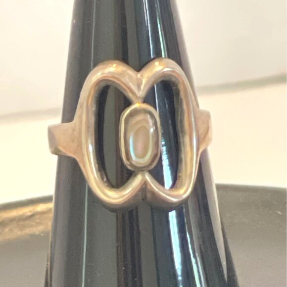 Mexico Abalone Sterling Silver Women's Signed Ring Shell Inlay Size 6.5 Vintage - Picture 8 of 11